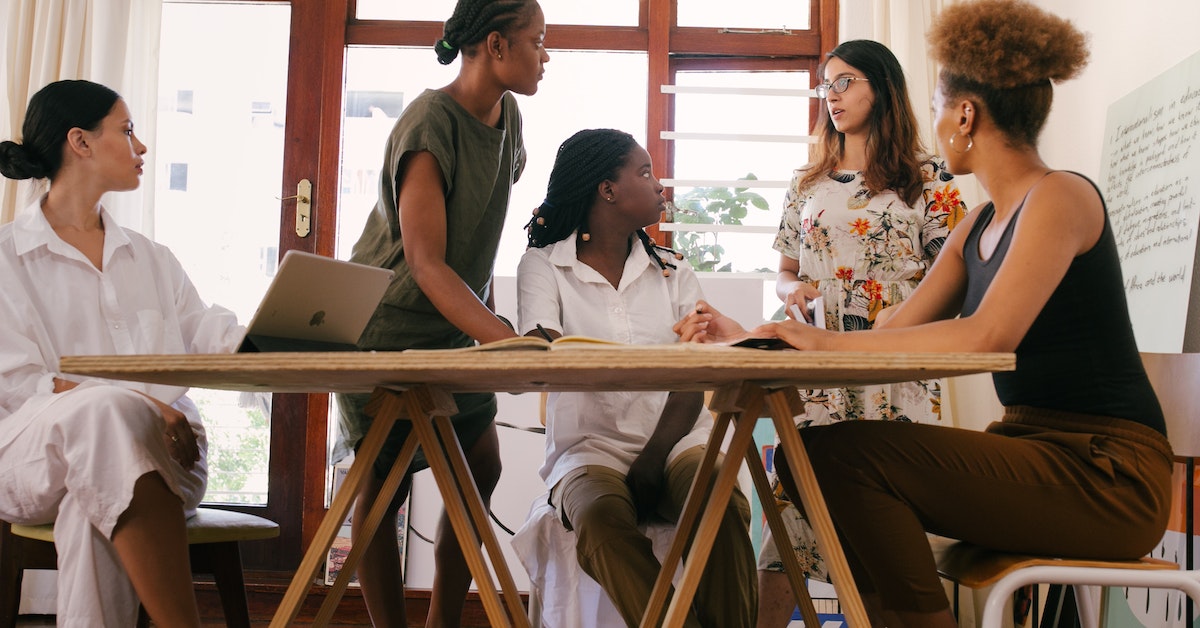 women at a business meeting in an office